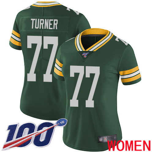Green Bay Packers Limited Green Women #77 Turner Billy Home Jersey Nike NFL 100th Season Vapor Untouchable->youth nfl jersey->Youth Jersey